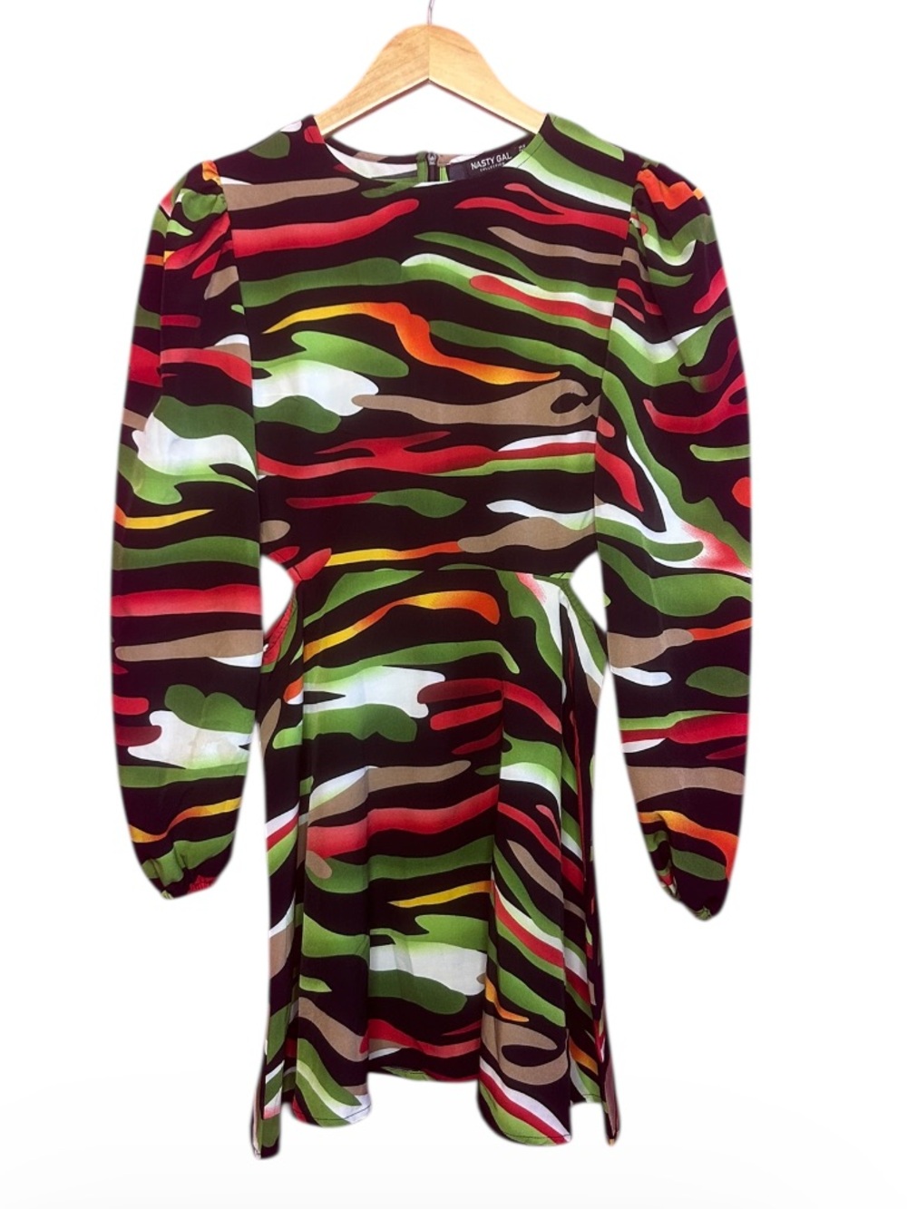 Nasty Gal Petite Multi Animal Print Cut Out Mini Dress Size 6